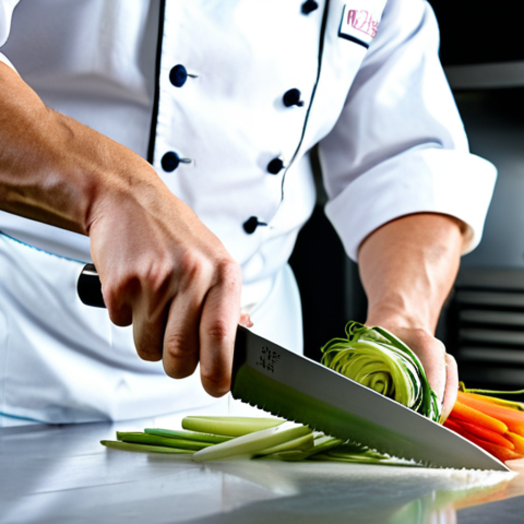 영양사 실기시험 꿀팁 - Precision Cuts**

A chef meticulously slicing vegetables in a professional kitchen, using a sharp Ja...