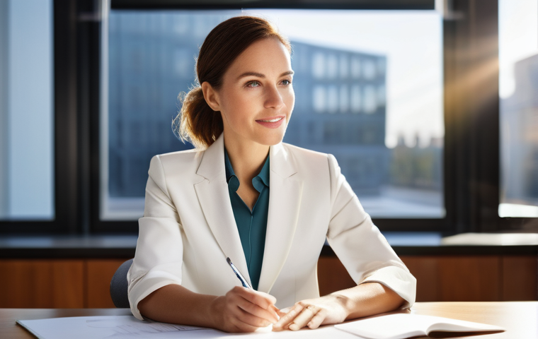 영양사 이직 인터뷰 준비법 - **Prompt 1: The Visionary Dietitian's New Path**
    "A female dietitian in her early 30s, dressed i...