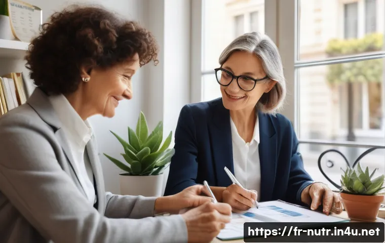 영양사 직업과 라이프스타일 - A professional dietitian conducting a personalized consultation with a middle-aged French woman in a...